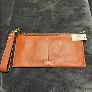 Fossil Medium Brown Leather Wristlet